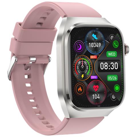 Smartwatch, Ecg, Frequenza Cardiaca, Pressione Sanguigna, Sonno, Contapassi, Cinturino In Silicone Pink - Foto 1