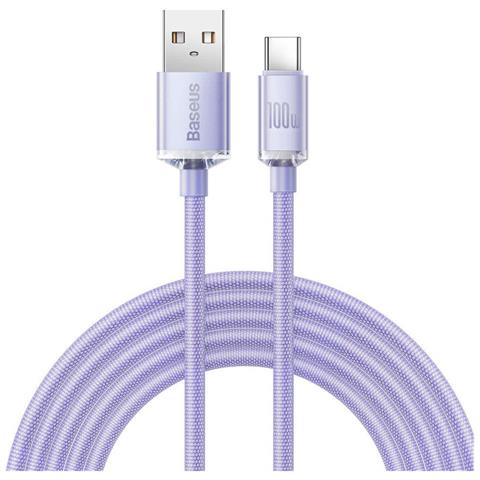 Cavo Di Ricarica E Sincronizzazione Da Usb-c A Usb-a 100w Crystal Shine Series 2m, Lavanda - Foto 1