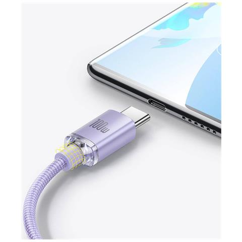Cavo Di Ricarica E Sincronizzazione Da Usb-c A Usb-a 100w Crystal Shine Series 2m, Lavanda - Foto 5