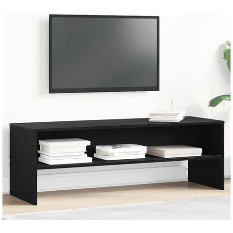 Mobile TV Rovere Nero 120x40x40 cm in Legno Multistrato - Foto 1