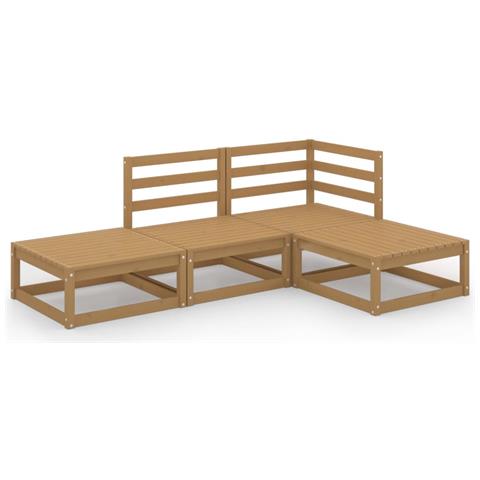 Lusso Casadino - Set Salotto Da Giardino 4pz Marrone Ambra Legno Massello Pino - Foto 1
