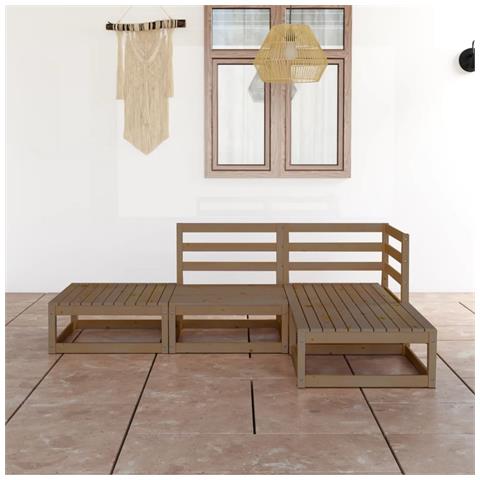 Lusso Casadino - Set Salotto Da Giardino 4pz Marrone Ambra Legno Massello Pino - Foto 8