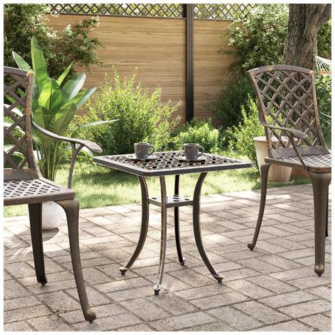 Tavolo Da Giardino Bronzo 53x53x53 Cm In Alluminio Pressofuso - Foto 2