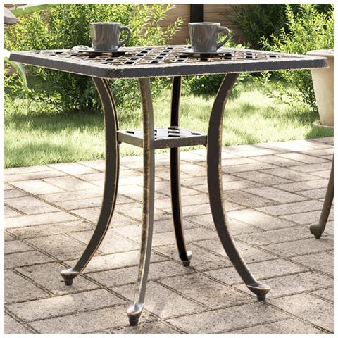 Tavolo Da Giardino Bronzo 53x53x53 Cm In Alluminio Pressofuso - Foto 8