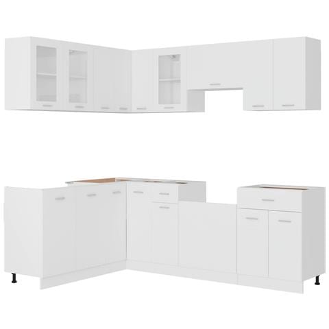 Set Armadi Da Cucina 11 Pz Lyon Bianco In Truciolato - Foto 2