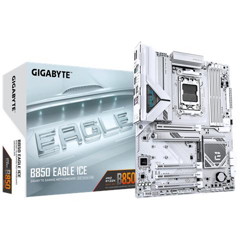 B850 EAGLE ICE Scheda Madre - CPU AMD Ryzen serie 9000, VRM digitale a 8+2+2 fasi, fino a 8200 MHz DDR5 (O.C), 1 x M. 2 PCIe 5.0 + 2 x M. 2 PCIe 4.0, LAN 2.5 GbE, USB 3.2 Gen 2 - Foto 1