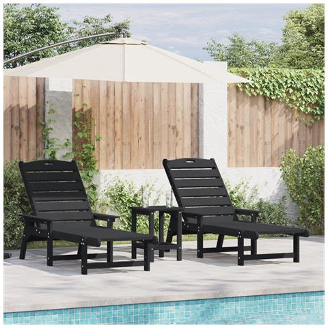 Lettini Prendisole 2 Pezzi Nero 162x53x98,5 cm HDPE - Foto 2