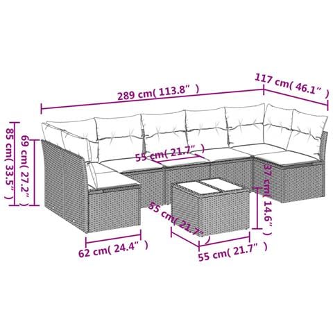 Set Divano da Giardino 8 pz con Cuscini Beige in Polyrattan - Foto 3