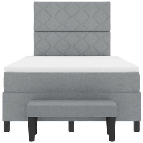 Letto a Molle con Materasso e Panchina Grigio Chiaro 120x200 cm Tessuto - Foto 9