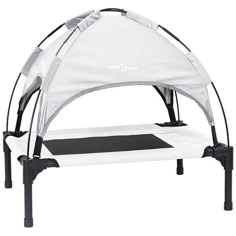 Letto Rialzato per Cani con Tetto Rimovibile Grigio Argento Acciaio - Foto 1