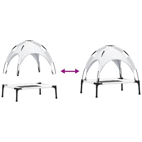 Letto Rialzato per Cani con Tetto Rimovibile Grigio Argento Acciaio - Foto 9