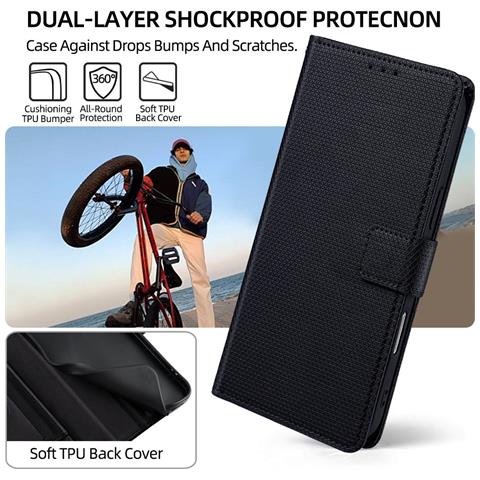 Custodia A Portafoglio Nera Per Iphone 14 Plus Con Porta Carte E Supporto - Foto 2
