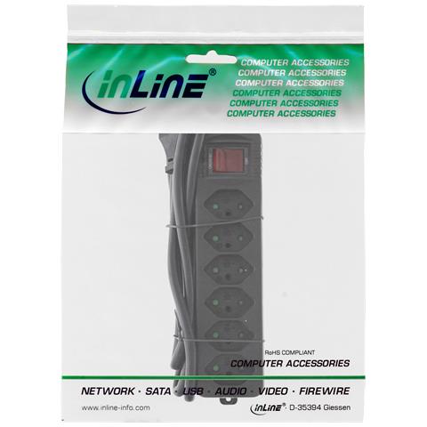 Multipresa SVIZZERA, 6 vie, con interruttore, nero, 1,5 - Foto 2