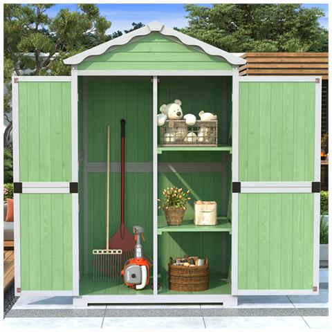 Capanno Di Stoccaggio Per Mobili Da Giardino In Legno, Casa Degli Attrezzi Per Patio, Senza Sbiadimento, Resistente Alle Intemperie, Senza Manutenzione, Ecologico, Verde - Foto 2