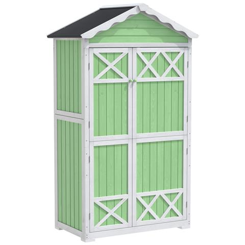 Capanno Di Stoccaggio Per Mobili Da Giardino In Legno, Casa Degli Attrezzi Per Patio, Senza Sbiadimento, Resistente Alle Intemperie, Senza Manutenzione, Ecologico, Verde - Foto 4