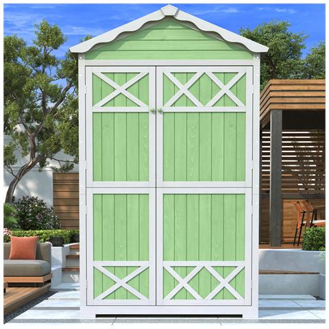 Capanno Di Stoccaggio Per Mobili Da Giardino In Legno, Casa Degli Attrezzi Per Patio, Senza Sbiadimento, Resistente Alle Intemperie, Senza Manutenzione, Ecologico, Verde - Foto 1
