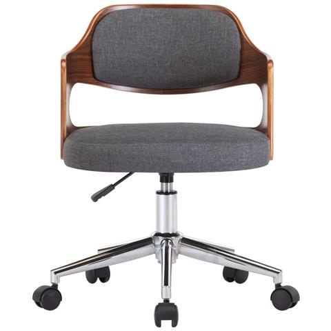 Sedia Da Pranzo Girevole Grigia Legno Ricurvo E Tessuto - Foto 2