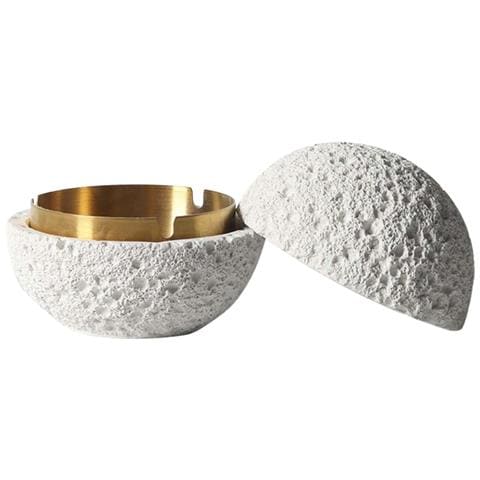 Posacenere Creativo Stile Nordico - Moderno Posacenere In Cemento E Acciaio Inox Con Coperchio White S - Foto 1