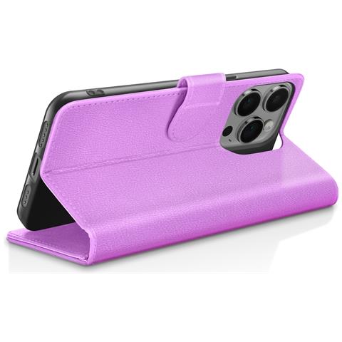 Custodia A Portafoglio Per Iphone 14 Pro Max Con Supporto E Linguetta Magnetica, Viola - Foto 2