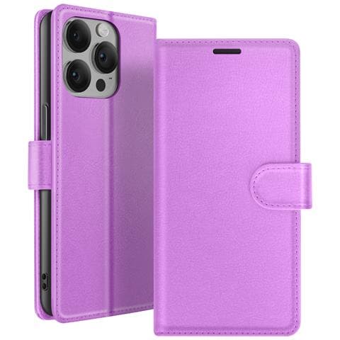 Custodia A Portafoglio Per Iphone 14 Pro Max Con Supporto E Linguetta Magnetica, Viola - Foto 1