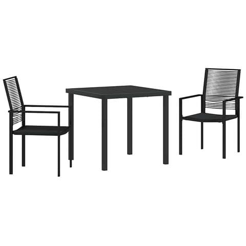 Set da Pranzo per Giardino 3 pcs Nero Rattan in PVC - Foto 1