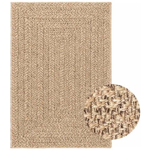 Tappeto ZIZUR Beige 120x120 cm Aspetto Iuta Interni ed Esterni - Foto 1