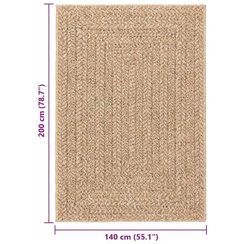Tappeto ZIZUR Beige 120x120 cm Aspetto Iuta Interni ed Esterni - Foto 9