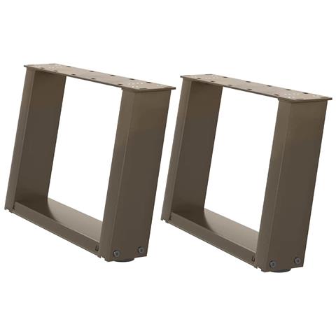 Gambe per Tavolino da Caffè a Forma di U 2 pz Acciaio Naturale 50x(30-31) cm Acciaio - Foto 2