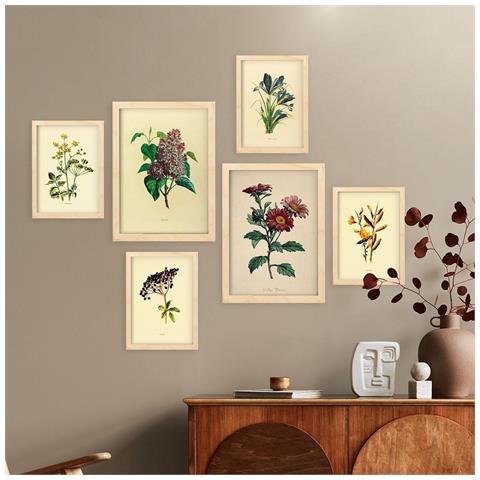 Set Di 6 Stampe Fiori Scuri In Stampe Vintage, Dipinti Decorativi Estetici Per Il Tuo Soggiorno, Camera Da Letto, Casa A3 & A4 Telaio In Legno Chiaro - Foto 3