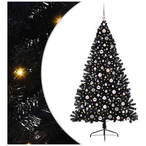 Albero di Natale artificiale con luci integrate Nero 210 cm PVC - Foto 1