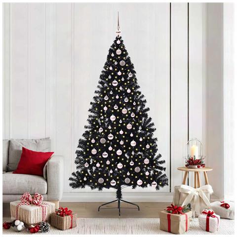 Albero di Natale artificiale con luci integrate Nero 210 cm PVC - Foto 2