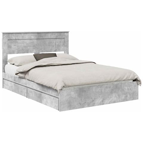 Letto con Contenitore con testiera Grigio cemento 150 x 200 cm - Foto 1