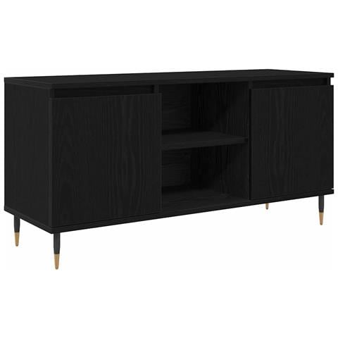 Mobile TV Rovere Nero 104 x 35 x 50 cm Legno multistrato - Foto 1