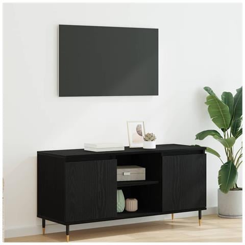 Mobile TV Rovere Nero 104 x 35 x 50 cm Legno multistrato - Foto 2