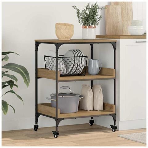 Carrello da Cucina Rovere artigianale 60 x 41 x 80.5 cm - Foto 2