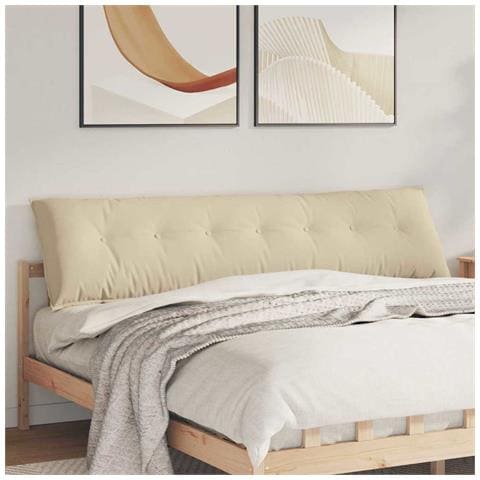 Cuscino per Schiena Crema 200 x 50 cm Tessuto in Microfibra - Foto 2
