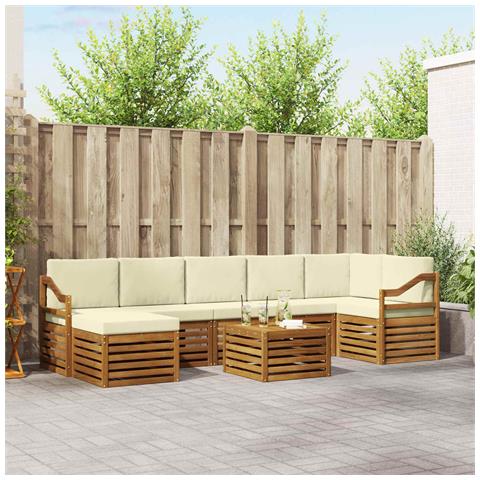 Set divani 8 pcs Naturale e Crema Legno di Acacia Massello - Foto 2