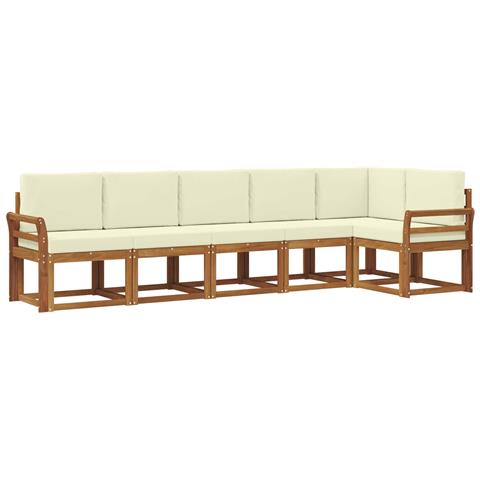 Set di divani da esterno con cuscino 6 pcs Naturale e Crema - Foto 1