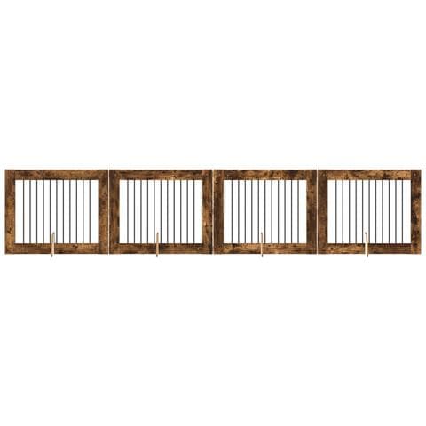 Cancello per cani con supporti 4 pcs Rovere Fumo 100 x 80 cm - Foto 1