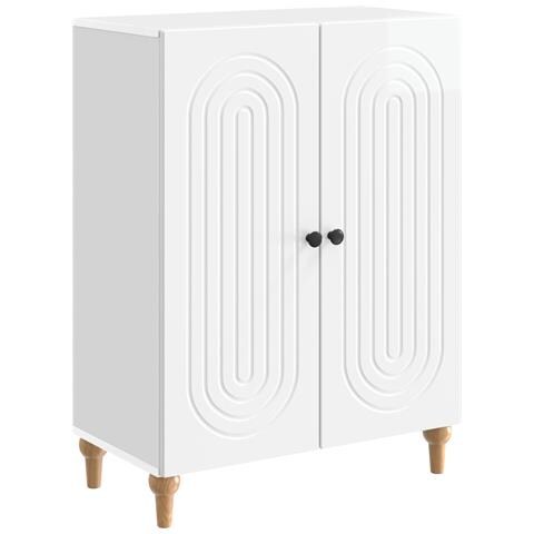 Credenza Bianco Lucido 66 x 34,5 x 90 cm Legno ingegnerizzato - Foto 1