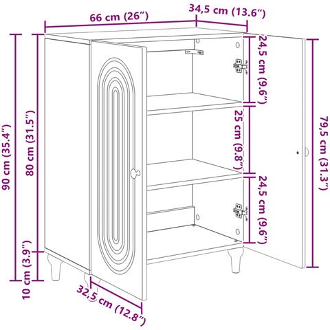 Credenza Bianco Lucido 66 x 34,5 x 90 cm Legno ingegnerizzato - Foto 9