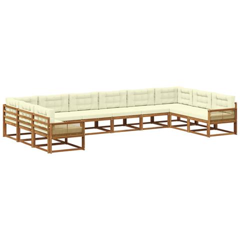 Set di divani da esterno con cuscino 10 pcs Naturale e Crema - Foto 1