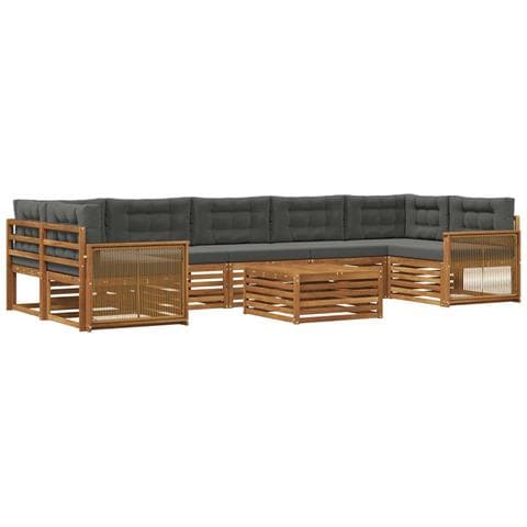 Set di divani da esterno con cuscino 8 pcs Naturale e Antracite - Foto 1
