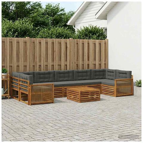 Set di divani da esterno con cuscino 8 pcs Naturale e Antracite - Foto 2