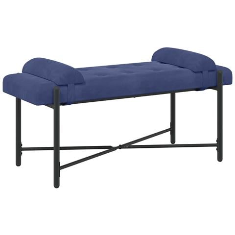 Panchina con bottoni e cuscini Blu Polizia 110 x 40 x 46 cm - Foto 1
