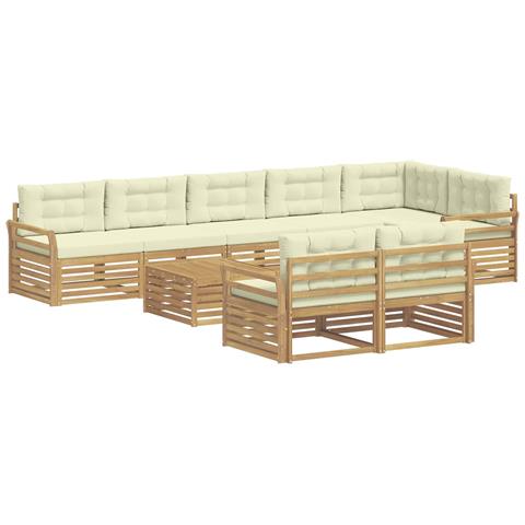 Set di divani da esterno 9 pcs Bianco e Crema 79 x 79 x 37 cm - Foto 1