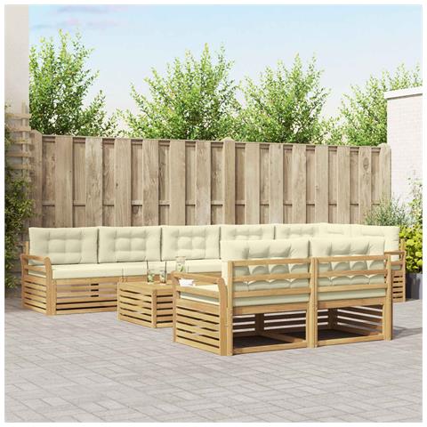 Set di divani da esterno 9 pcs Bianco e Crema 79 x 79 x 37 cm - Foto 2