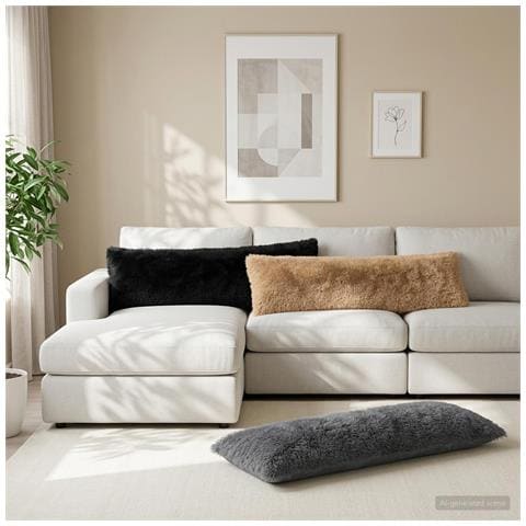 Cuscino con cuscino HEERLEN Tortora 40 x 145 cm Fleece PV - Foto 2
