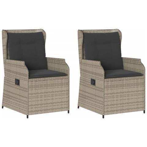 Sedie Reclinabili Giardino 2pz Cuscini Grigio Chiaro Polyrattan - Foto 1