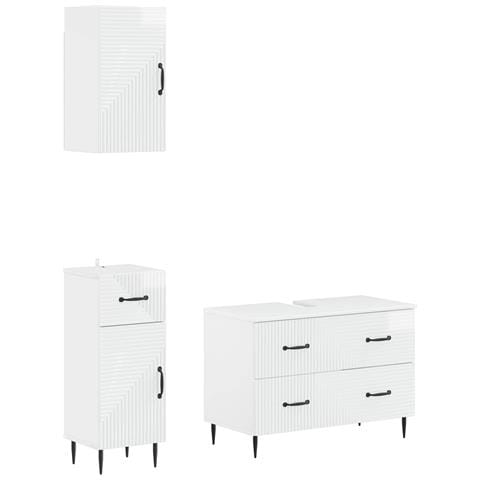 Set di armadietti da bagno in 3 pezzi HAARLEM Bianco Lucido - Foto 1